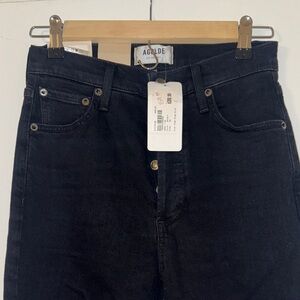 NWT Agolde Nico High Rise Slim Fit Black Denim Jeans - Size 24